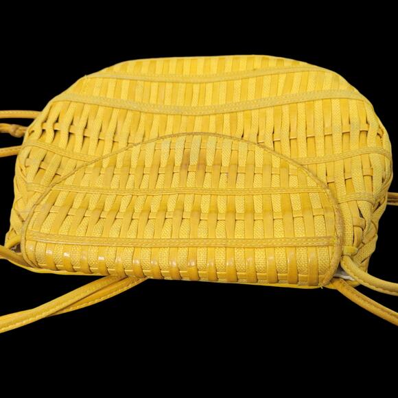 Vintage Sharif Woven Bag Yellow Leather Shoulder Crossbody Long Rounded Purse - Picture 13 of 14